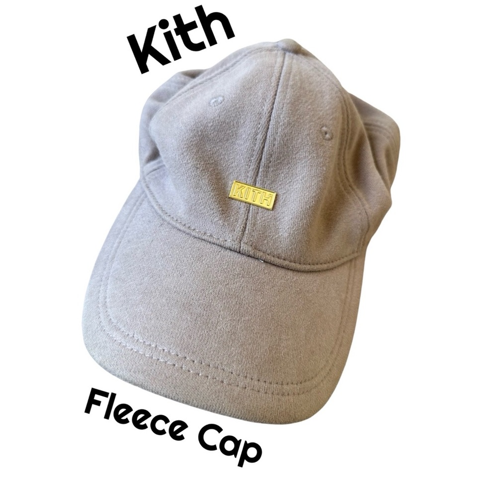 Kith Gold Box Logo Fleece Cap in Beige